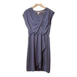 Max and Cleo Bridesmaid Dress Stone Gray Medium Cap Sleeve Shelly Faux Wrap